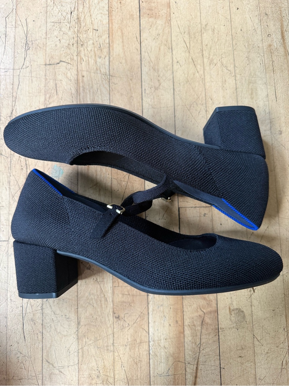 NWOT ROTHY’S The Mary Jane Block Heel Pump Round Toe Black Knit US 8.5 - Picture 5 of 12